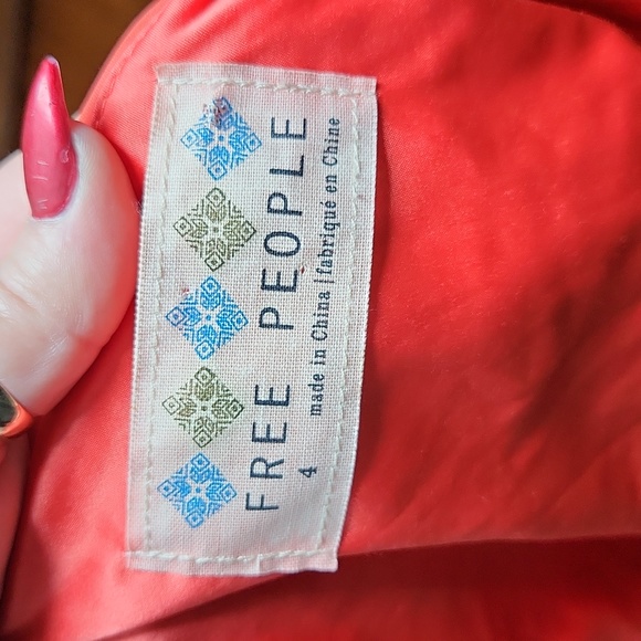 Burnt Orange Free People One Shoulder Grecian Chiffon Beaded Cocktail Dress Sz4 - Picture 4 of 8